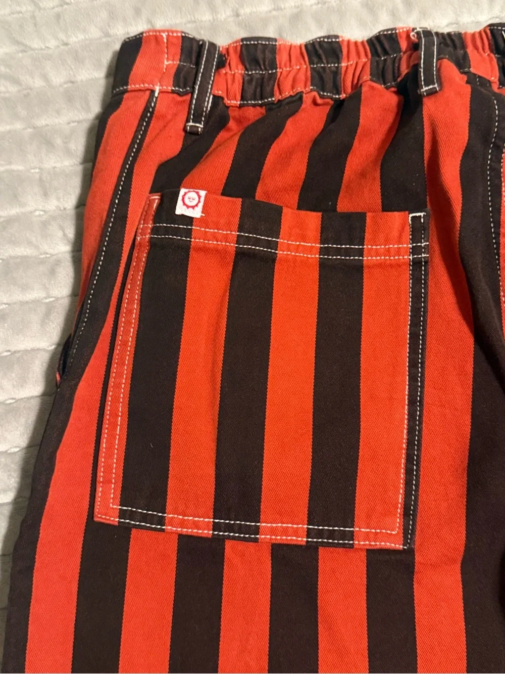 Big Bud Press Work Pants-Red and Black Vertical Stripe - Picture 9 of 12